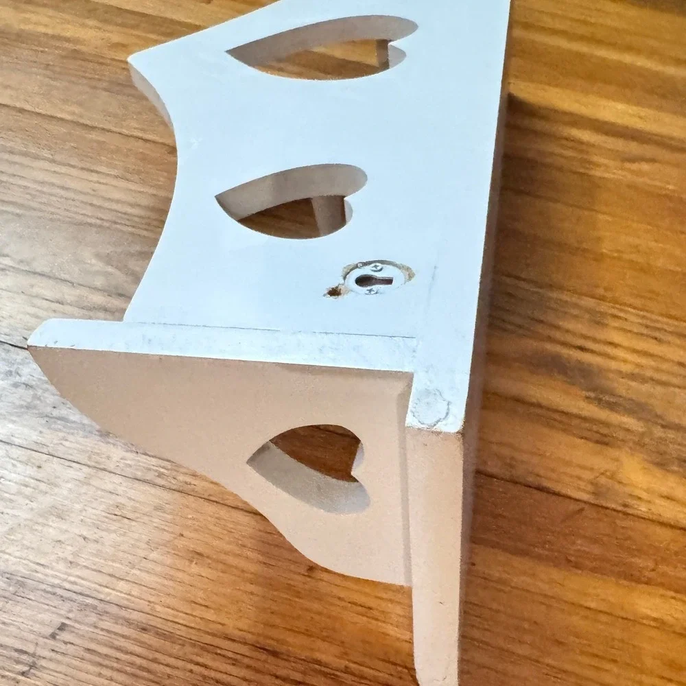 Vintage Style White Wood Heart Wall Shelf with 3 Pegs 23.25